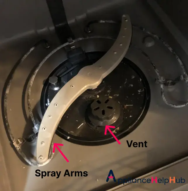 ge dishwasher is not draining, spray arms and vent